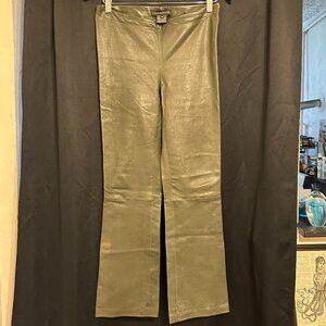Ines & Marechal Dark Green Leather Pants - Size 40